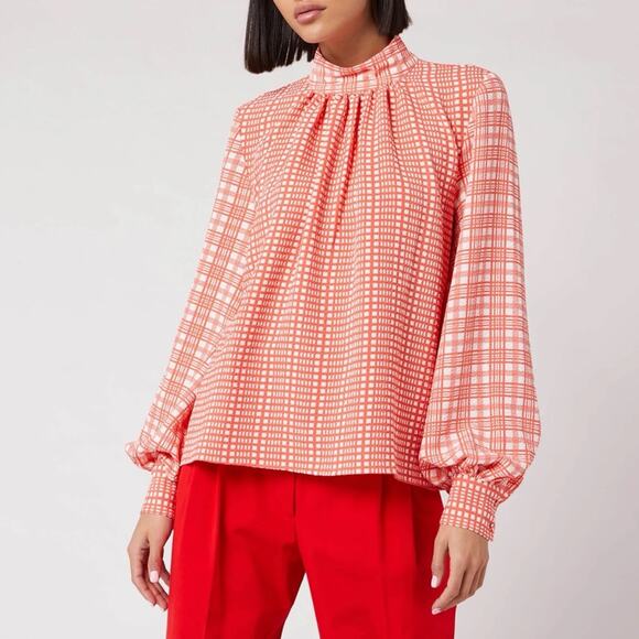 Stine Goya Eddy Plaid Blouse in Red - Picture 1 of 8